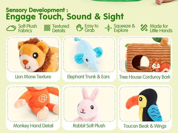The Sensory Safari Trek | 8-Piece Talking Plush Set