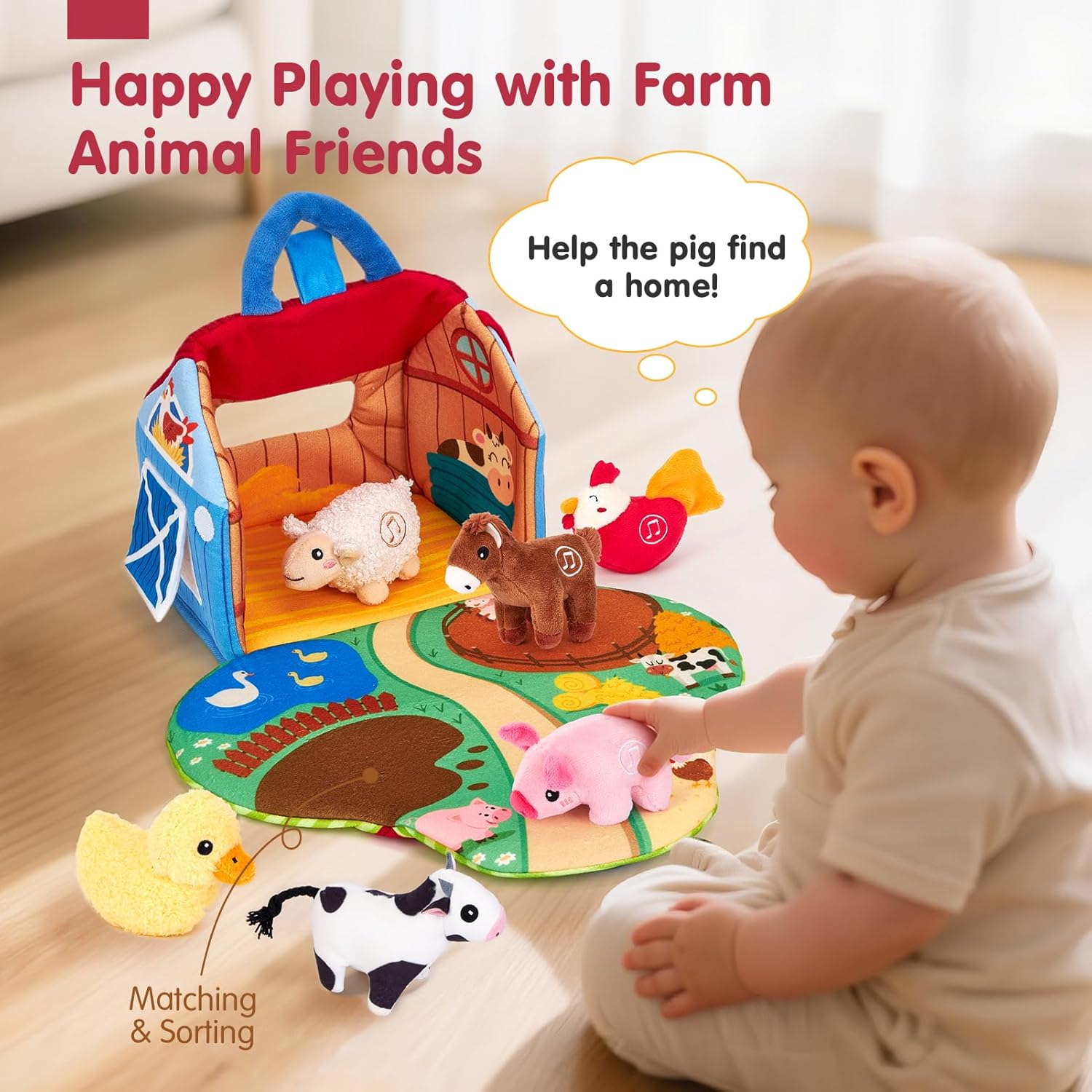 The Sensory Sound-n-Snuggle Barn | 7-Piece Talking Plush Set